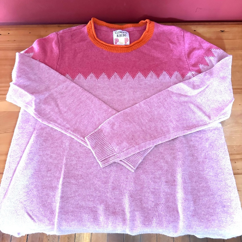 🧡🩷NWOT Wool Blend Pink and Orange Sweater, size XL